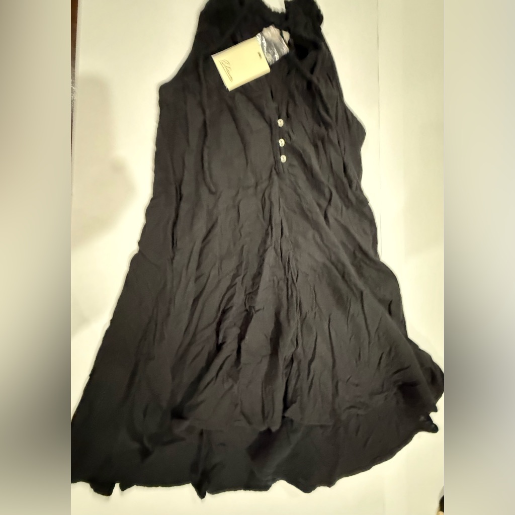 New! Elan Designer Black Sleeveless Button-Front Flowy Dress Size - Medium